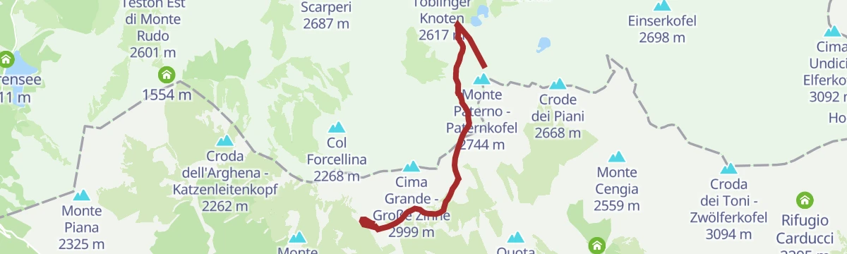 Route map: Via Ferrata: Monte Paterno